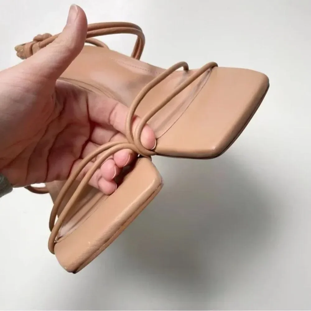 Marc Fisher Davia Strappy Tan Heeled Sandal Sz 6